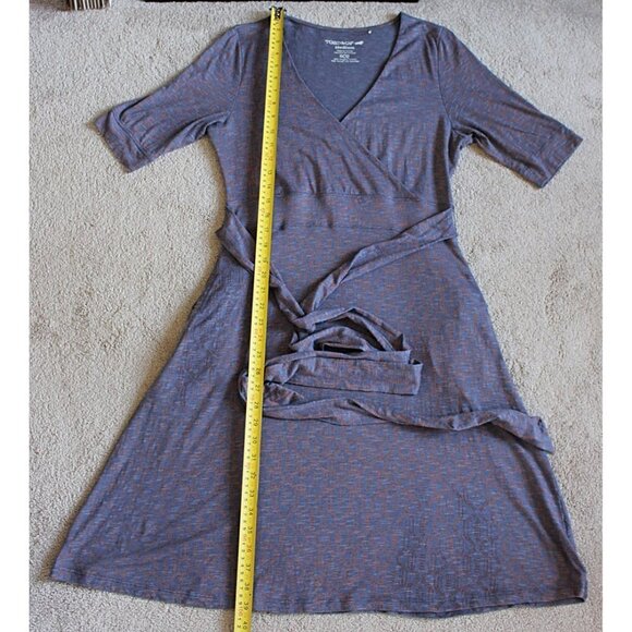 Toad & Co (Horny Toad) - Cue Cafe Wrap Dress in Blue Pattern, size Medium - Picture 7 of 11